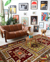 Vintage Turkish rug in a living room setting, pile rug, Turkish rug, vintage rug, portland, rug shop, bright colors, wild shaman, soft rug, bold color, Portland, Oregon, rug store, rug shop, local shop, antique rug