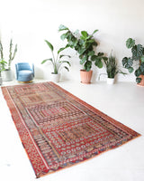 Vintage kilim rug in living room setting, old rug, antique rug, pastel colors, faded colors, Turkish rug, vintage rug, soft rug, Portland, Oregon, rug store, rug shop, local shop, earthy tones, earthy colors, warm colors