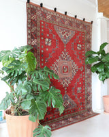 Vintage Turkish rug in living room setting, old rug, antique rug, pastel colors, faded colors, Turkish rug, vintage rug, soft rug, Portland, Oregon, rug store, rug shop, local shop