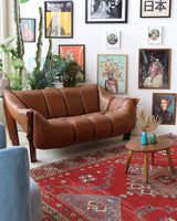 Vintage Turkish rug in living room setting, old rug, antique rug, pastel colors, faded colors, Turkish rug, vintage rug, soft rug, Portland, Oregon, rug store, rug shop, local shop