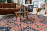 Vintage Turkish rug in living room setting, old rug, antique rug, pastel colors, faded colors, Turkish rug, vintage rug, soft rug, Portland, Oregon, rug store, rug shop, local shop