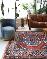 Vintage Turkish rug in living room setting, old rug, antique rug, pastel colors, faded colors, Turkish rug, vintage rug, soft rug, Portland, Oregon, rug store, rug shop, local shop