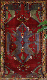 Vintage Turkish rug in a living room setting, pile rug, Turkish rug, vintage rug, portland, rug shop, bright colors, wild shaman, soft rug, bold color, Portland, Oregon, rug store, rug shop, local shop, antique rug