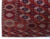Antique Turkmen rug in a living room setting, pile rug, Turkish rug, vintage rug, portland, rug shop, bright colors, wild shaman, soft rug, bold color, Portland, Oregon, rug store, rug shop, local shop, antique rug