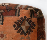 Floor pouf in a living room setting, pillow, turkish pillow, kilim pillow, home decor, decorative pillow, sham, rug pillow, decor, home decor, pouf, floor cushion, cushion, Portland, rugshop, Oregon, Wild Shaman, ottoman