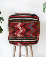 Floor pouf in a living room setting, pillow, turkish pillow, kilim pillow, home decor, decorative pillow, sham, rug pillow, decor, home decor, pouf, floor cushion, cushion, Portland, rugshop, Oregon, Wild Shaman, ottoman