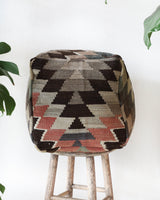 Floor pouf in a living room setting, pillow, turkish pillow, kilim pillow, home decor, decorative pillow, sham, rug pillow, decor, home decor, pouf, floor cushion, cushion, Portland, rugshop, Oregon, Wild Shaman, ottoman