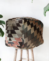 Floor pouf in a living room setting, pillow, turkish pillow, kilim pillow, home decor, decorative pillow, sham, rug pillow, decor, home decor, pouf, floor cushion, cushion, Portland, rugshop, Oregon, Wild Shaman, ottoman