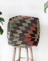 Floor pouf in a living room setting, pillow, turkish pillow, kilim pillow, home decor, decorative pillow, sham, rug pillow, decor, home decor, pouf, floor cushion, cushion, Portland, rugshop, Oregon, Wild Shaman, ottoman