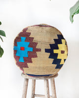 Floor pouf in a living room setting, pillow, turkish pillow, kilim pillow, home decor, decorative pillow, sham, rug pillow, decor, home decor, pouf, floor cushion, cushion, Portland, rugshop, Oregon, Wild Shaman, ottoman