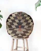 Floor pouf in a living room setting, pillow, turkish pillow, kilim pillow, home decor, decorative pillow, sham, rug pillow, decor, home decor, pouf, floor cushion, cushion, Portland, rugshop, Oregon, Wild Shaman, ottoman