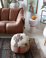 Floor pouf in a living room setting, pillow, turkish pillow, kilim pillow, home decor, decorative pillow, sham, rug pillow, decor, home decor, pouf, floor cushion, cushion, Portland, rugshop, Oregon, Wild Shaman, ottoman