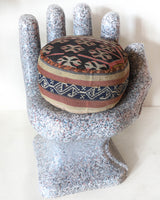 Floor pouf in a living room setting, pillow, turkish pillow, kilim pillow, home decor, decorative pillow, sham, rug pillow, decor, home decor, pouf, floor cushion, cushion, Portland, rugshop, Oregon, Wild Shaman, ottoman