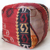 Floor pouf in a living room setting, pillow, turkish pillow, kilim pillow, home decor, decorative pillow, sham, rug pillow, decor, home decor, pouf, floor cushion, cushion, Portland, rugshop, Oregon, Wild Shaman, ottoman