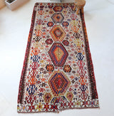 Vintage kilim rug in living room setting, bright colors, wild shaman, soft rug, bold color, Portland, Oregon, rug store, rug shop, local shop, vintage rug, modern kilim, warm colors