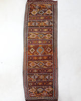 Vintage Turkish runner rug in a living room setting, pile rug, Turkish rug, vintage rug, portland, rug shop, bright colors, wild shaman, soft rug, bold color, Portland, Oregon, rug store, rug shop, local shop, antique rug