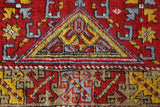 Small Turkish rug in a living room setting, pile rug, Turkish rug, vintage rug, portland, rug shop, bright colors, wild shaman, area rug, red rug, mini rug, bold color, Portland, Oregon, rug store, rug shop, local shop, flat weave, kilim rug