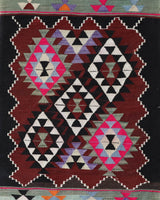Vintage kilim rug in living room setting, bright colors, wild shaman, soft rug, bold color, Portland, Oregon, rug store, rug shop, local shop, vintage rug, modern kilim, warm colors