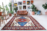 Vintage Turkish rug in a living room setting, Area rug in a living room setting, pile rug, Turkish rug, custom rug, , new rug, modern rug, customizable rug, made to order rug, portland, rug shop, bright colors, wild shaman, soft rug, bold color, Portland, Oregon, rug store, rug shop, local shop, made in Turkey