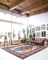 Vintage Turkish rug in a living room setting, Area rug in a living room setting, pile rug, Turkish rug, custom rug, , new rug, modern rug, customizable rug, made to order rug, portland, rug shop, bright colors, wild shaman, soft rug, bold color, Portland, Oregon, rug store, rug shop, local shop, made in Turkey