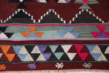 Vintage kilim rug in living room setting, bright colors, wild shaman, soft rug, bold color, Portland, Oregon, rug store, rug shop, local shop, vintage rug, modern kilim, warm colors