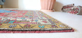 Vintage Turkish rug in living room setting, old rug, antique rug, pastel colors, faded colors, Turkish rug, vintage rug, soft rug, Portland, Oregon, rug store, rug shop, local shop