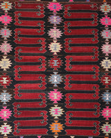 Vintage kilim rug in living room setting, bright colors, wild shaman, soft rug, bold color, Portland, Oregon, rug store, rug shop, local shop, vintage rug, modern kilim, warm colors, antique kilim rug