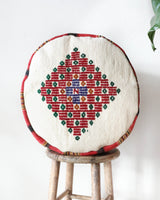 Floor pouf in a living room setting, pillow, turkish pillow, kilim pillow, home decor, decorative pillow, sham, rug pillow, decor, home decor, pouf, floor cushion, cushion, Portland, rugshop, Oregon, Wild Shaman, ottoman