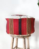 Floor pouf in a living room setting, pillow, turkish pillow, kilim pillow, home decor, decorative pillow, sham, rug pillow, decor, home decor, pouf, floor cushion, cushion, Portland, rugshop, Oregon, Wild Shaman, ottoman
