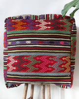 Floor pouf in a living room setting, pillow, turkish pillow, kilim pillow, home decor, decorative pillow, sham, rug pillow, decor, home decor, pouf, floor cushion, cushion, Portland, rugshop, Oregon, Wild Shaman, ottoman