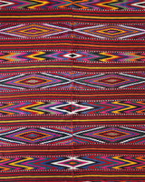 Vintage kilim rug in living room setting, bright colors, wild shaman, soft rug, bold color, Portland, Oregon, rug store, rug shop, local shop, vintage rug, modern kilim, warm colors