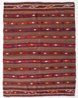 Vintage kilim rug in living room setting, bright colors, wild shaman, soft rug, bold color, Portland, Oregon, rug store, rug shop, local shop, vintage rug, modern kilim, warm colors