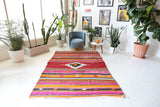 Vintage kilim rug in living room setting, bright colors, wild shaman, soft rug, bold color, Portland, Oregon, rug store, rug shop, local shop, vintage rug, modern kilim, warm colors