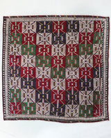 Vintage kilim rug in living room setting, bright colors, wild shaman, soft rug, bold color, Portland, Oregon, rug store, rug shop, local shop, vintage rug, modern kilim, warm colors