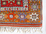 Vintage Turkish rug in a living room setting, pile rug, Turkish rug, vintage rug, portland, rug shop, bright colors, wild shaman, soft rug, bold color, Portland, Oregon, rug store, rug shop, local shop, antique rug