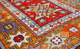 Vintage Turkish rug in a living room setting, pile rug, Turkish rug, vintage rug, portland, rug shop, bright colors, wild shaman, soft rug, bold color, Portland, Oregon, rug store, rug shop, local shop, antique rug