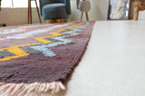 Vintage kilim rug in living room setting, bright colors, wild shaman, soft rug, bold color, Portland, Oregon, rug store, rug shop, local shop, vintage rug, modern kilim, warm colors