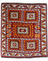Vintage Turkish rug in a living room setting, pile rug, Turkish rug, vintage rug, portland, rug shop, bright colors, wild shaman, soft rug, bold color, Portland, Oregon, rug store, rug shop, local shop, antique rug