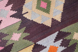 Vintage kilim rug in living room setting, bright colors, wild shaman, soft rug, bold color, Portland, Oregon, rug store, rug shop, local shop, vintage rug, modern kilim, warm colors