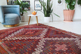 Vintage kilim rug in living room setting, bright colors, wild shaman, soft rug, bold color, Portland, Oregon, rug store, rug shop, local shop, vintage rug, modern kilim, warm colors