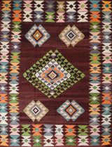 Vintage kilim rug in living room setting, bright colors, wild shaman, soft rug, bold color, Portland, Oregon, rug store, rug shop, local shop, vintage rug, modern kilim, warm colors