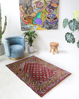 Vintage Turkish rug in living room setting, old rug, antique rug, pastel colors, faded colors, Turkish rug, vintage rug, soft rug, Portland, Oregon, rug store, rug shop, local shop
