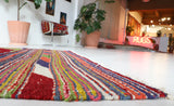 Vintage kilim rug in living room setting, bright colors, wild shaman, soft rug, bold color, Portland, Oregon, rug store, rug shop, local shop, vintage rug, modern kilim, warm colors