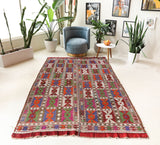 Vintage kilim rug in living room setting, bright colors, wild shaman, soft rug, bold color, Portland, Oregon, rug store, rug shop, local shop, vintage rug, modern kilim, warm colors