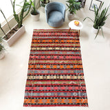Vintage kilim rug in living room setting, bright colors, wild shaman, soft rug, bold color, Portland, Oregon, rug store, rug shop, local shop, vintage rug, modern kilim, warm colors