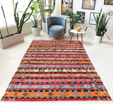 Vintage kilim rug in living room setting, bright colors, wild shaman, soft rug, bold color, Portland, Oregon, rug store, rug shop, local shop, vintage rug, modern kilim, warm colors
