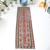 Vintage Turkish runner rug in living room setting, old rug, antique rug, pastel colors, faded colors, Turkish rug, vintage rug, soft rug, Portland, Oregon, rug store, rug shop, local shop
