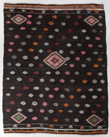 Vintage kilim rug in living room setting, bright colors, wild shaman, soft rug, bold color, Portland, Oregon, rug store, rug shop, local shop, vintage rug, modern kilim, warm colors