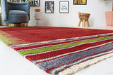 Vintage kilim rug in living room setting, bright colors, wild shaman, soft rug, bold color, Portland, Oregon, rug store, rug shop, local shop, vintage rug, modern kilim, warm colors