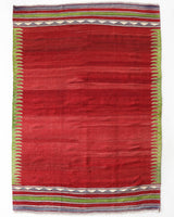 Vintage kilim rug in living room setting, bright colors, wild shaman, soft rug, bold color, Portland, Oregon, rug store, rug shop, local shop, vintage rug, modern kilim, warm colors